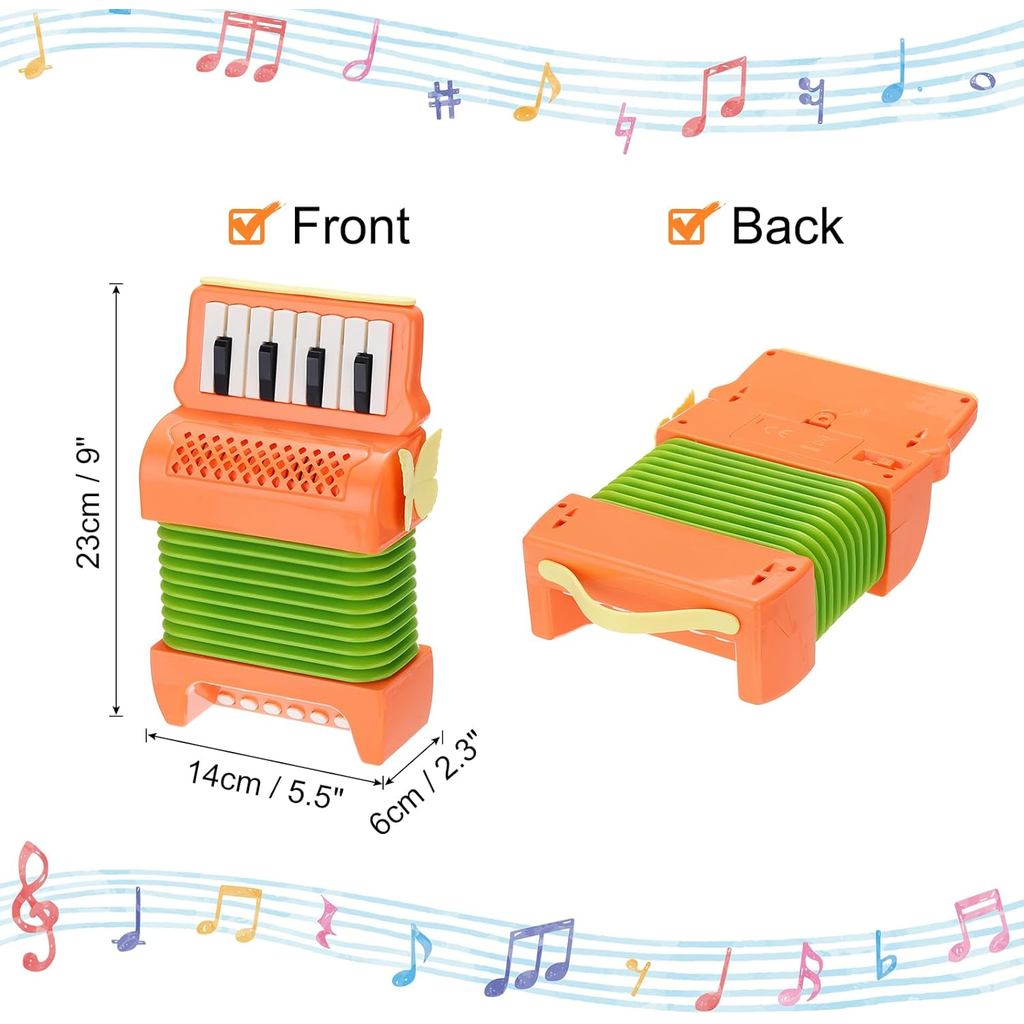 Accordion 10 Phím Piano Accordion Nhạc Cụ Mini Quà Tặng Cho Người Lớn Người Mới Bắt Đầu Giáo Dục, Cam