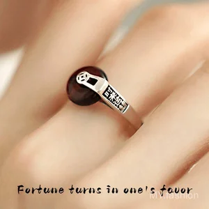 Nhẫn nữ retro charm hợp kim, thiết kế an toàn với khóa amber đồng xu, phong cách cao cấp đơn giản