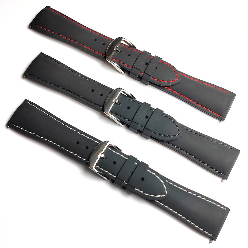 Dây đeo đồng hồ silicon màu đen khâu chống nước 20mm 22mm cho SEIKO Diver Lặn cá ngừ SKX007 SNX Dây đeo đồng hồ dành cho nam nữ Vòng tay tháo nhanh