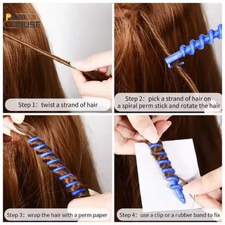 PlumHOUSE Nhựa Xoắn Ốc Perm Stick Máy Uốn Tóc Không Nhiệt Nữ Xoăn Con Lăn Tóc Không Nhiệt Uốn Tóc Lạnh Perm Bar Dụng Cụ Tạo Kiểu Tóc VN