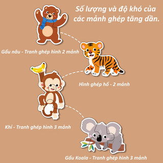 【BabyJoy】Puzzle ghép hình 58 mảnh, đa dạng chủ đề,hộp sắt đựng tiện lợi,Phát triển khả năng nhận thức của trẻ em