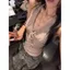 Phong cách Hồng Kông Hot Girl Cổ chữ V Dây đeo cổ chữ V Dây đeo Áo yếm nữ Mùa hè Phong cách mới Dây Slim-fit S