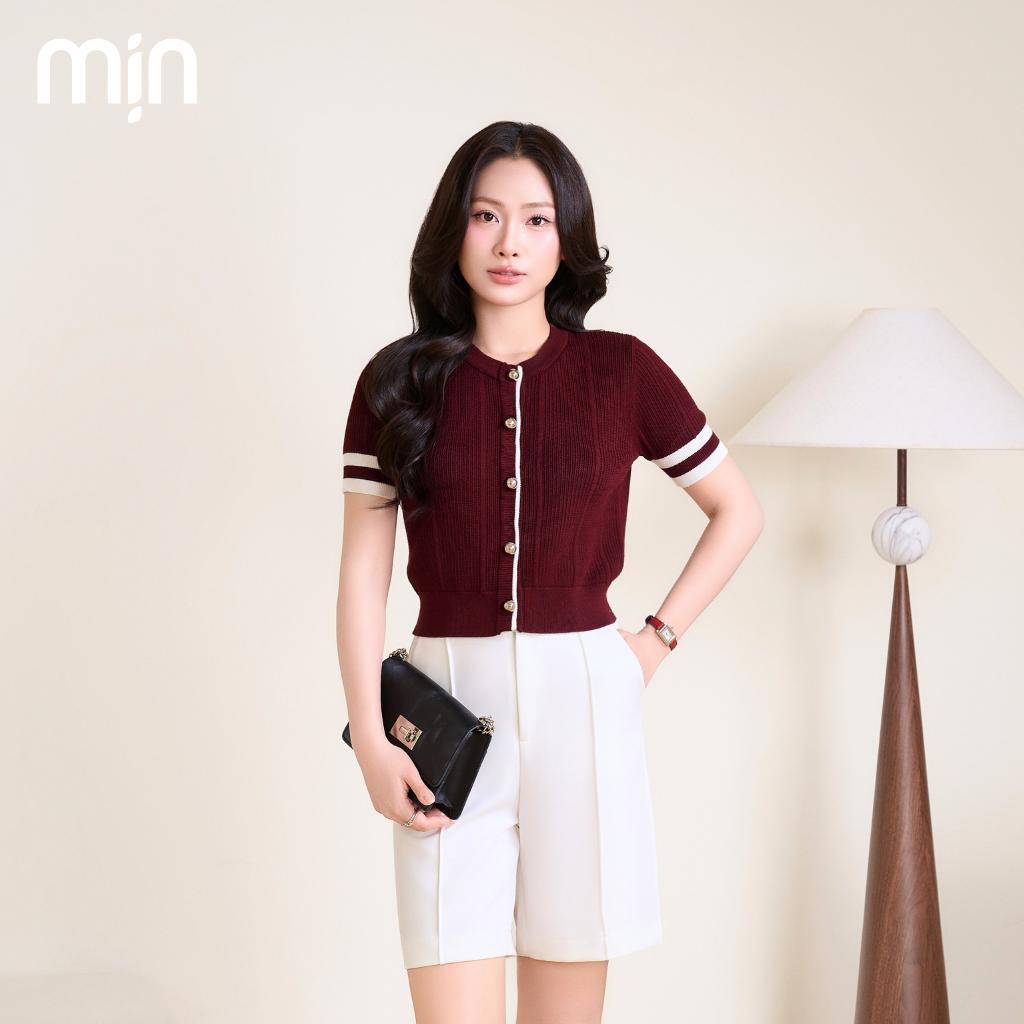 Áo Cardigan Dệt Kim Phối Line, Tay Ngắn, Bo Eo, Chất liệu Cao cấp, thời trang nữ MỊN PL17