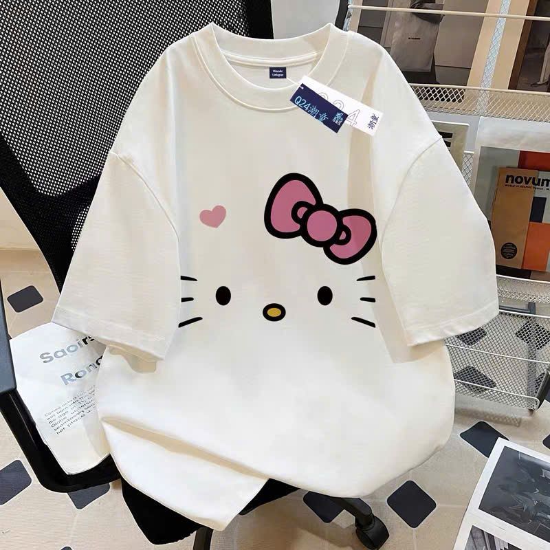 Áo thun phông form rộng 100% cotton BIG SIZE nữ hè - mèo đơn giản -thoitrangthubio