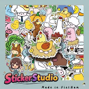 Set Sticker Các bé động vật ở farm Chống Nước Dán Laptop Vali Mũ Bảo Hiểm Sổ Tay