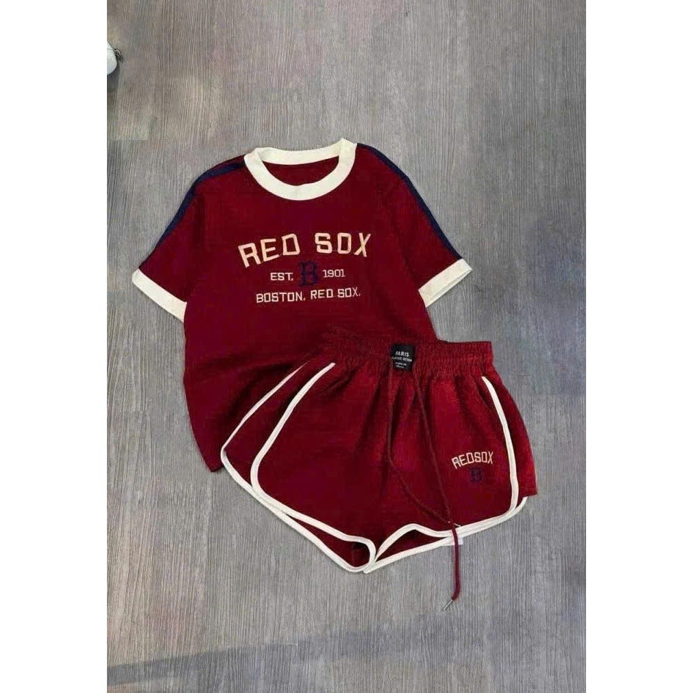 Sét Bé Gái HỌA TIẾT HÌNH IN RED SOX K.Kid Bộ Mùa Hè Chất Cotton Mát 8-20 kg M99