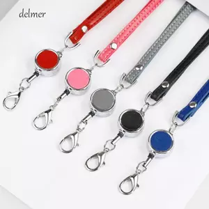DELMER Dây Đeo Kính Thiên Văn, Thẻ Tên Da Dây Đeo Cổ Có Thể Thu Vào, Màu Sắc Tươi Sáng Thời Trang Kinh Doanh Treo Cổ ID Huy Hiệu Văn Phòng Làm Việc