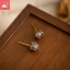 Thời trang khí chất đơn giản zircon màu tím hình học cá tính bông tai nữ đa năng