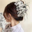 Mực Thanh Lịch Bướm Nơ Tóc Vuốt Kẹp Lông Vũ Phong Cách Thời Trang Chignon Cá Mập Kẹp Dành Cho Nữ