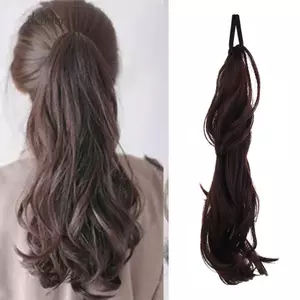 DELMER Tóc giả đuôi ngựa tổng hợp, Dây buộc tóc co giãn Dây buộc tóc Hàn Quốc Đuôi ngựa lượn sóng dài, Phụ kiện tóc xoăn Fasion Tóc đuôi ngựa tự nhiên Cô gái