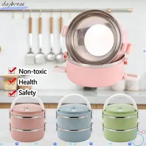Hộp đựng thực phẩm DAYBREAK, Hộp cơm trưa cách nhiệt tròn bằng thép không gỉ, Hộp đựng giữ nhiệt súp cách nhiệt dung tích lớn chống rò rỉ bền bỉ dành cho học sinh và nhân viên văn phòng