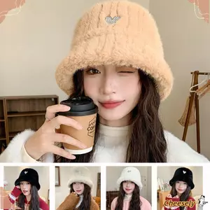 Mũ ngư dân CHEESELY, Mũ xô mùa thu đông màu trơn, Mũ chậu sang trọng dày mềm mại dành cho nữ