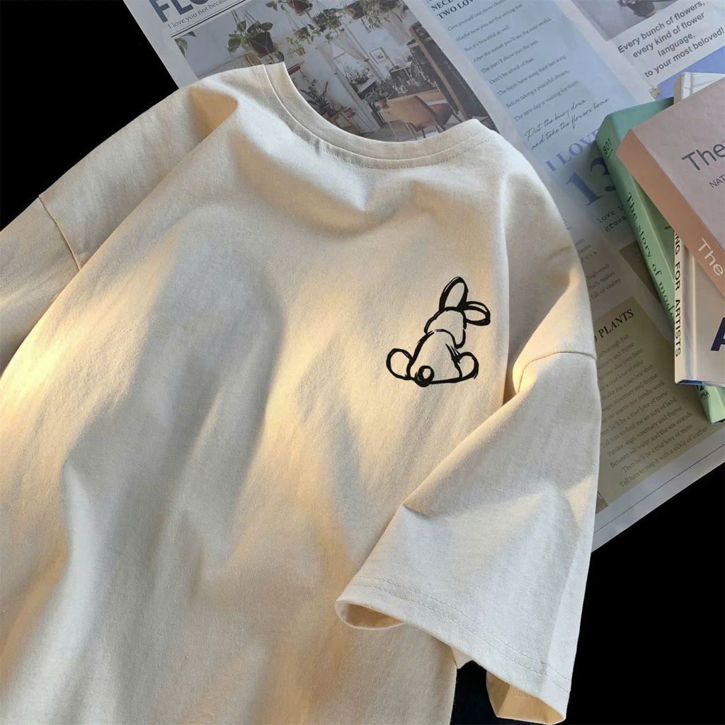 Áo phông thun  in  đơn giản mà sang trọng . Chất cotton mềm mỏng và mát -  hình con THỎ-Thoitrang