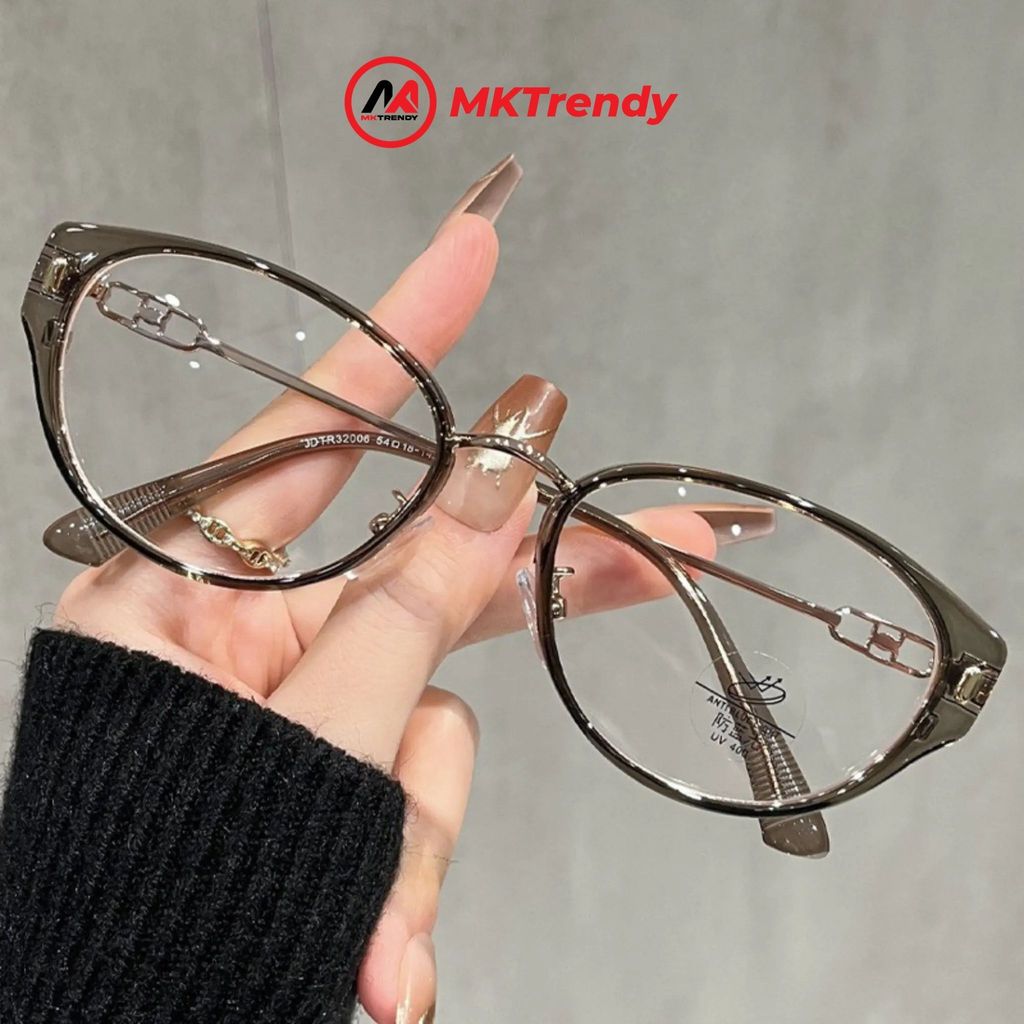 Kính mắt mèo nữ MKTRENDY gọng kim loại chống ánh sáng xanh chống tia UV thời trang K23