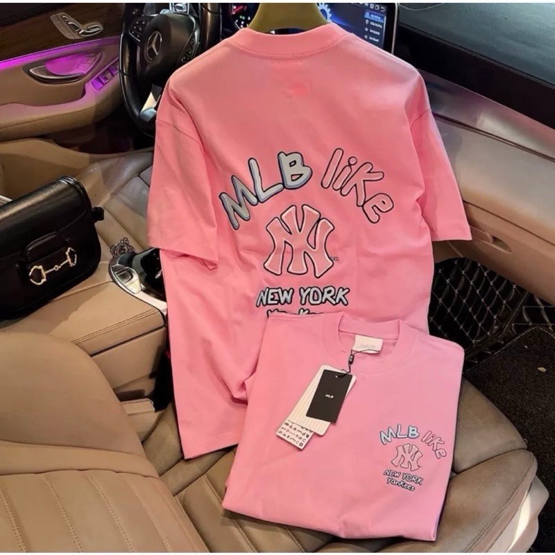 （Giao hàng 24h）Angela Áo Thun MLB Like NewYork _Đen/Trắng/Hồng/Kem_Form Cotton 100% 260gsm_Full Tag Mac