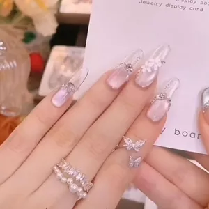 Giống như một giấc mơ · Ziwei Handmade Đeo Móng Tay Sang Trọng Làm Trắng Mắt Mèo Làm Trắng Móng Tay Thành Phẩm Có Thể Tháo Rời 10 Miếng