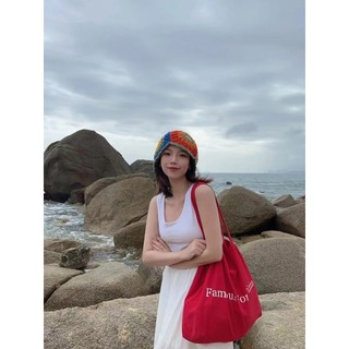 Túi vải canvas cỡ lớn in chữ đỏ mới thời trang