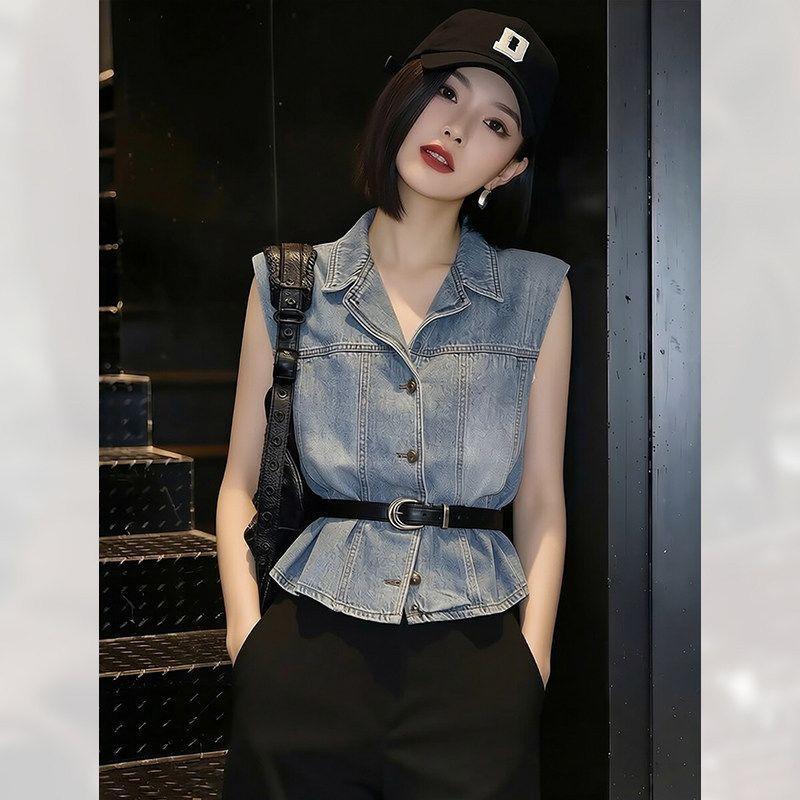 [Giảm giá 50%] Áo sơ mi Denim thông thường phù hợp cho nữ mùa hè 2026 Phong cách mới Pháp Retro Ve áo sơ mi nhỏ Áo sơ mi tinh tế độc đáo