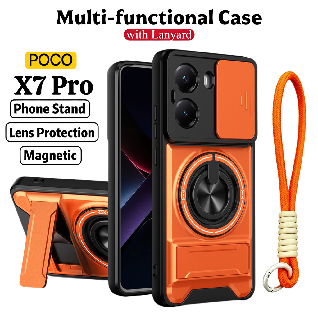 Ốp Điện Thoại Đa Năng Sang Trọng Thích Hợp Cho POCO X8 X7 X6 X5 Pro 5G Dây 360°Giá đỡ vòng có vỏ máy ảnh Vỏ bảo vệ toàn diện chống sốc