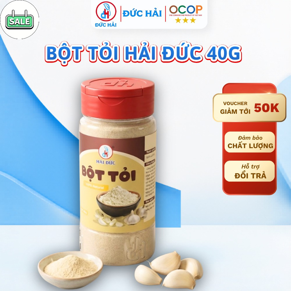 Bột Tỏi Đức Hải Nguyên Chất Thơm Nồng Tiện Lợi Dùng Nấu Ăn Tẩm Ướp Gia Vị 40G - Đức Hải Food