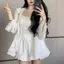 Áo sơ mi dáng rộng phong cách lười biếng-Trắng công nghiệp nặng móc ren có mũ trùm đầu Áo sơ mi chống nắng nữ mùa hè