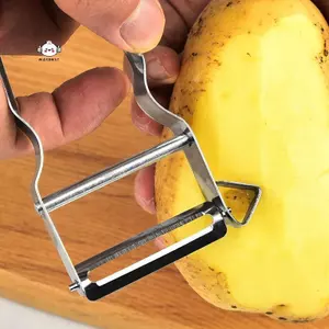 Maybest 1 Cái Dụng cụ gọt vỏ bằng thép không gỉ Dụng cụ gọt vỏ rau củ Dụng cụ gọt vỏ khoai tây Dụng cụ gọt vỏ cà rốt Phụ kiện nhà bếp đa chức năng {VN}