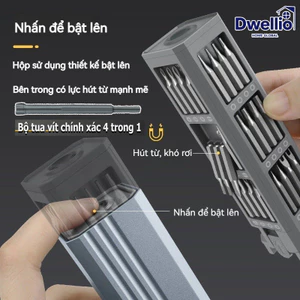 Bộ tua vít chính xác 44 trong 1, đầu từ tính đa năng, thép hợp kim S2, dùng sửa điện thoại máy tính kính