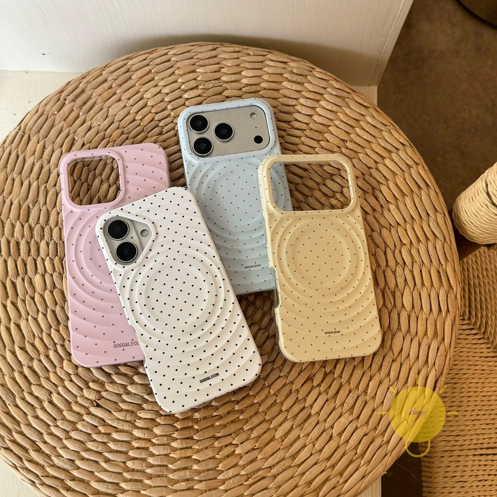 Phone Case For iPhone 17 Pro Max 16 15 14 13 with Griptok TPU Magnetic Polka Dot with Griptok Polka Dot Aesthetic Korean Cute