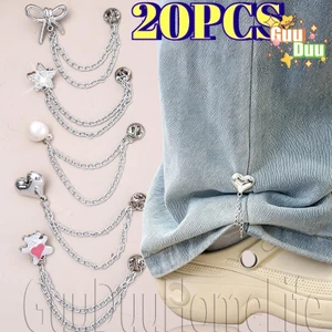 20 / 5 Kẹp cố định quần hợp kim - Phụ kiện quần áo - Ghim cổ áo Cardigan - Kẹp chân quần có thể điều chỉnh - Trâm cài đa chức năng có dây xích / Giao hàng miễn phí
