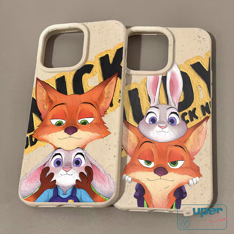 Ốp Lưng Tương Thích Cho IPhone 15 13 17 16 11 14 12 Pro Max XR Air X XS Max 8 14 15 6 6s 16 Plus SE 2020 Thời Trang Zootopia Fox Bunny Cặp Đôi Dễ Thương Có Thể Tháo Rời Thân Thiện Với Môi Trường