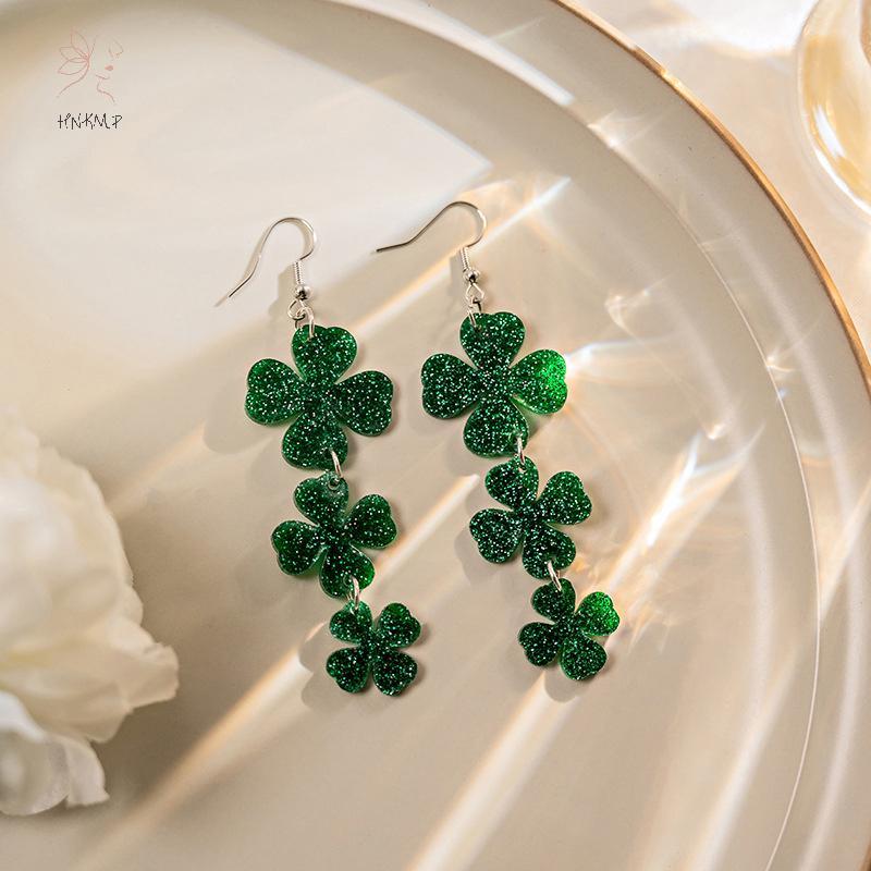 Bông Tai Thả Màu Xanh Lá Acrylic Phong Cách Ireland, Phù Hợp Ngày Thánh Patrick