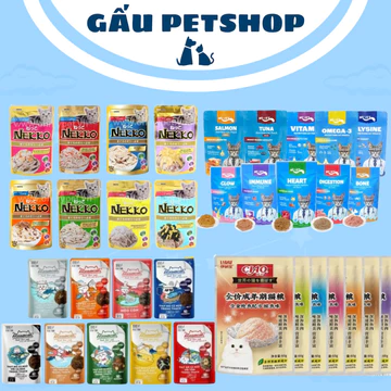 Combo Các Dòng Pate Mèo, Pate Cho Mèo Mr.Vet,Bite Of Wild,Ciao,Meowcat,...Bù Nước Cho Mèo