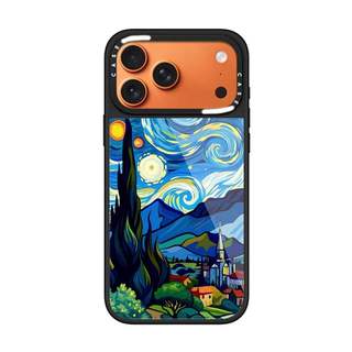 CASECASE X Tranh sơn dầu đầy màu sắc của bầu trời đầy sao Vỏ kính hút từ tính chống trầy xước cho IPhone 17 Air 16 15 14 Pro Max Plus Ốp lưng cứng có hộp khắc Logo