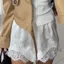 Quần short chắp vá ren ESSENCEH, Quần short ngủ mượt bằng lụa Satin, Quần short ren co giãn cổ điển Quần short nữ mềm mại dạo phố