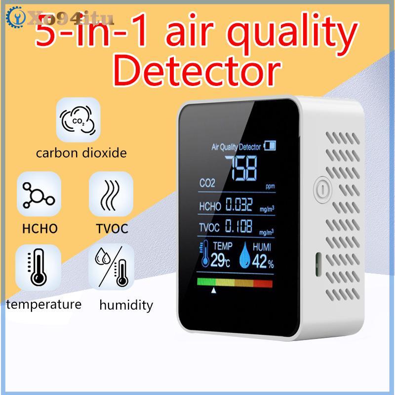 XOITU Đa Năng 5in1 CO2 Máy Đo Độ Ẩm Nhiệt Độ Kỹ Thuật Số Máy Đo Độ Ẩm Carbon Dioxide TVOC HCHO Màn Hình Chất Lượng Không Khí VN