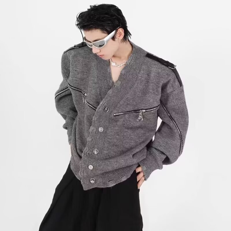 Áo len dệt kim cổ điển ngoại cỡ dành cho nam mùa thu đông