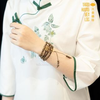 Vòng Gỗ 108 Hạt Trầm Hương mix Phật -  Trầm Hương Yên Lộc