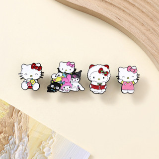 4 Cái / bộ Dễ Thương Sanrio Kitty Mèo Thổ Cẩm Hoạt Hình Schoolbag Trang Trí Huy Hiệu Kuromi Trang Trí Pin