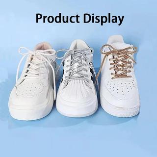 1 Cặp Dây Giày Tròn, Lụa Vàng / Bạc, Dây Giày Thời Trang Sáng Bóng, 100 Cm / 120 Cm / 140 Cm / 160 Cm