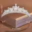 Springevenstar Cưới Tóc Tiara Pha Lê Cô Dâu Tiara Vương Miện Màu Bạc Diadem Veil Tiaras Cưới Phụ Kiện Tóc Mũ Đội Đầu Trang Sức Springevenstar