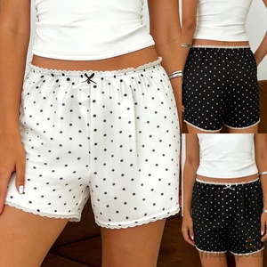 MAPLEPOET-Nữ Chấm In Quần Short Ren Viền Thấp Tầng Thường Ngày Mùa Hè Quần Short Mini