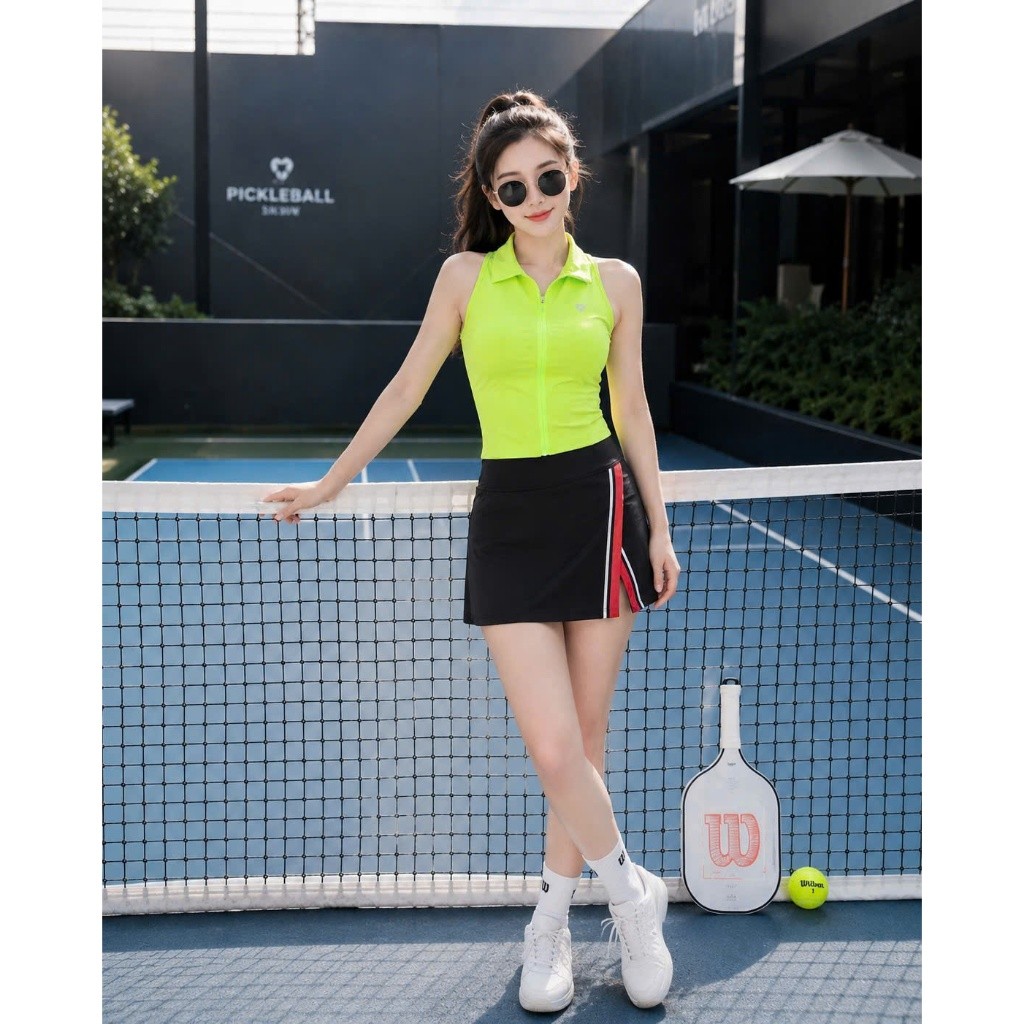 [Pickleball QC3] Bộ thể thao nữ, Áo mút đúc váy A hai lớp tập Gym, nhảy, pickleball, tennis (có tách lẻ)