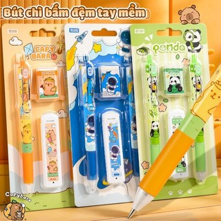 Bút Chì Kim 0.5 Quà Tặng Học Sinh Có Cục Tẩy Và Ngòi Chì, Capybara Cute Viết Văn Phòng Phẩm