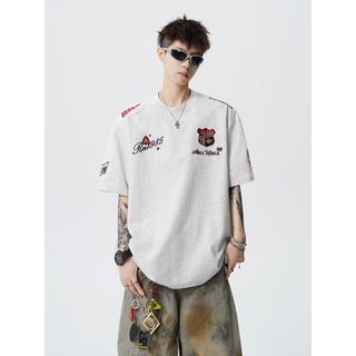 Áo thun thêu biểu tượng cao cấp dành cho nam và nữ Retro Street