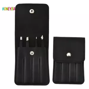 < Honeyba > Nhíp góc bằng thép không gỉ chuyên nghiệp Bộ 4 chiếc để loại bỏ lông mày màu xám Dụng cụ làm đẹp đẹp đẹp