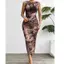 Hot Girl Split In Hình Pháp Sling Retro Đầm Slim-fit Tie-dye Váy Trượt Tuyết Dài