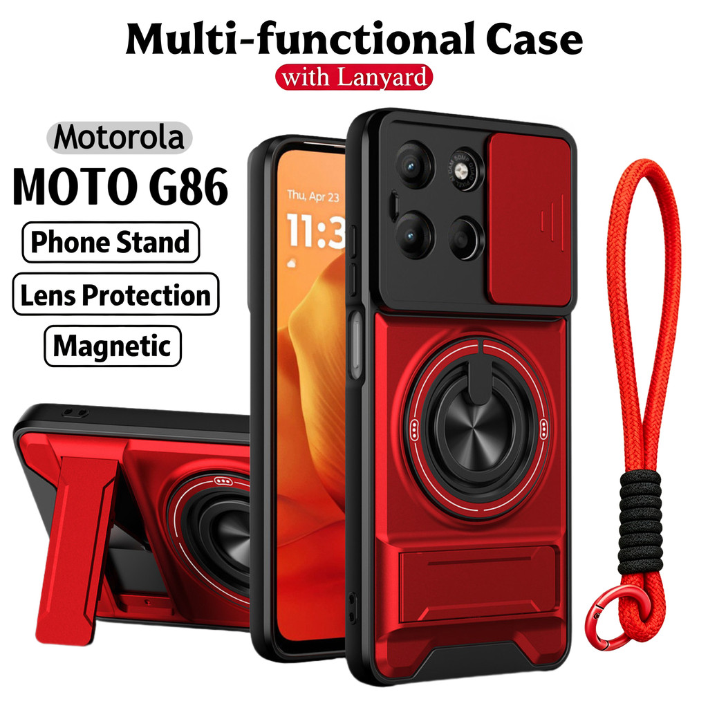 Ốp Điện Thoại Đa Năng Sang Trọng Thích Hợp Cho Motorola G86 G84 G85 5G Dây 360°Giá đỡ vòng có vỏ máy ảnh Vỏ bảo vệ toàn diện chống sốc