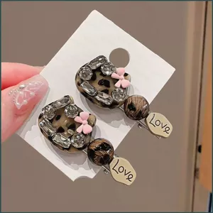 SQ Kẹp Tóc In Hình Da Báo Dễ Thương Cho Bộ Nơ Hồng Tình Yêu Quyến Rũ Phụ Kiện Tóc Thời Trang Cho Trẻ Em