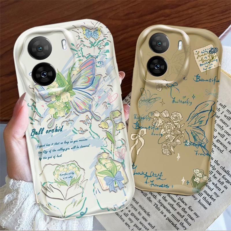 Thích Hợp Cho OPPO A57 4G A77 4G A77S 4G 3D Bé Gái Mềm TPU Bướm Hoa Nhiệt Đới Ốp Điện Thoại Chống Sốc