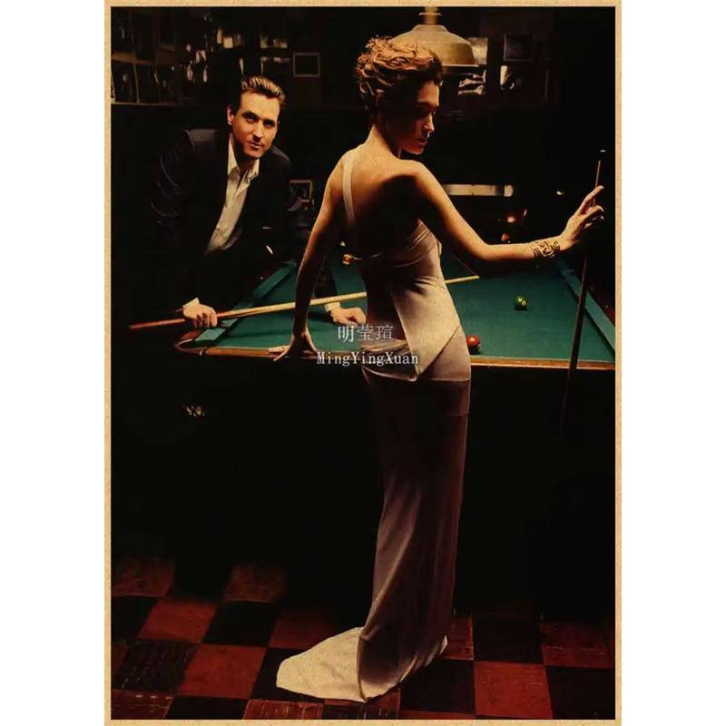 Retro Bida Gợi Cảm Làm Đẹp Không Khung Chống Thấm Nước Tranh Core, Snooker Thẩm Mỹ Treo Tường Poster Cho Bida Hall Bar Trang Trí Câu Lạc Bộ